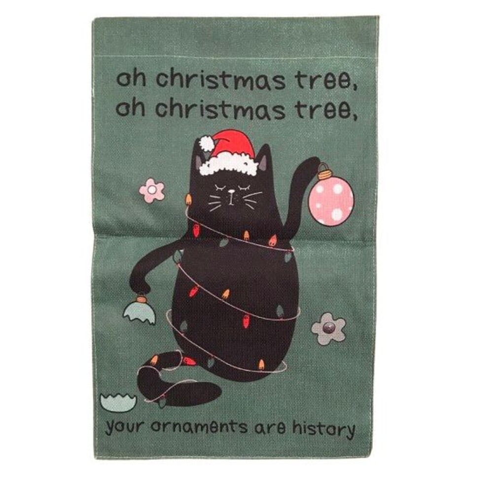 Christmas Garden Flag 12x18in Woven Polyester Cat Ornaments are History